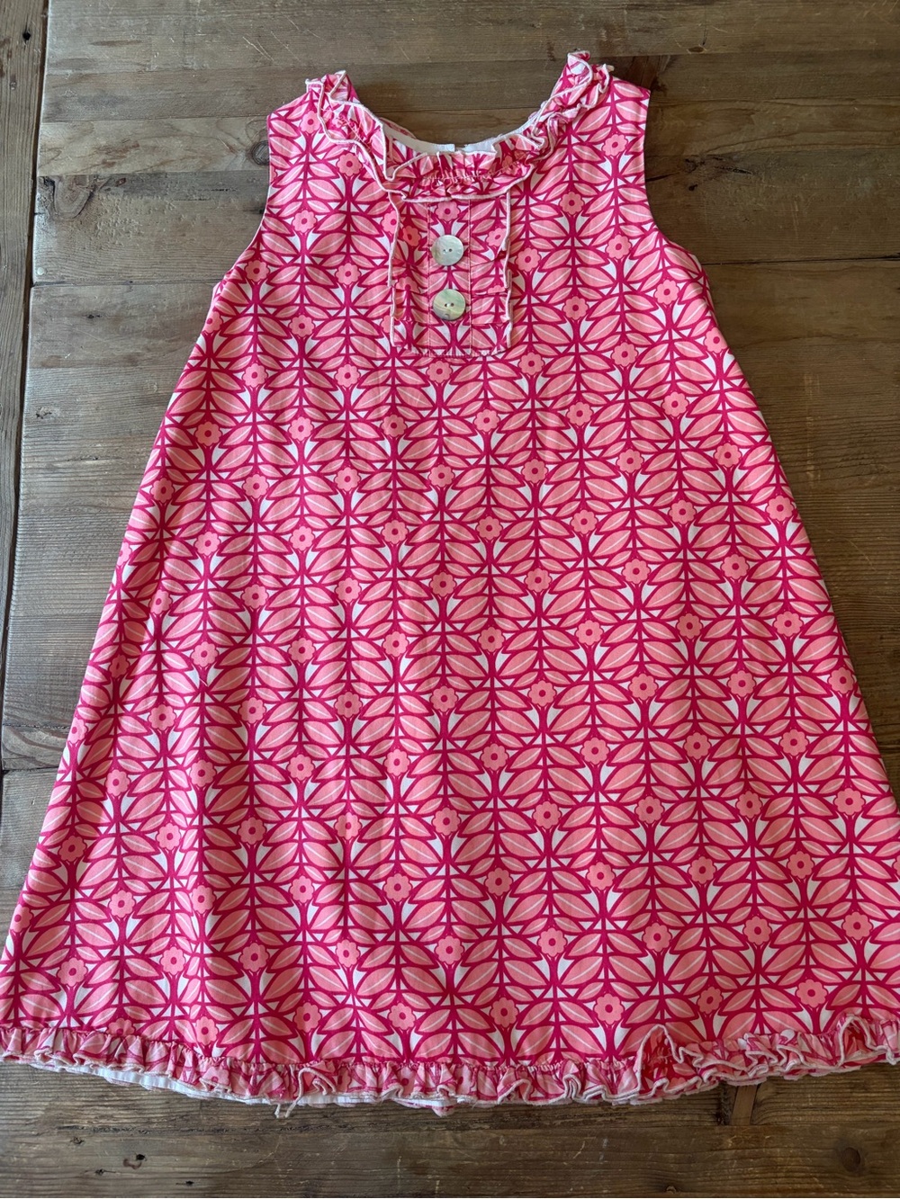 Girls' Pink Patterned 100% cotton lined Dress